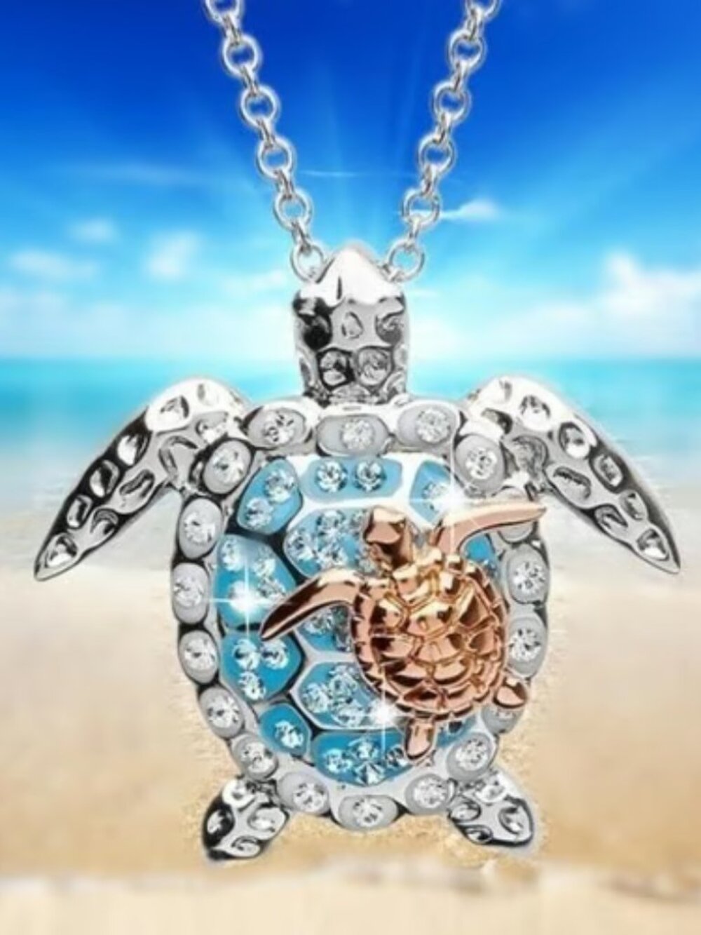 Silver & Turquoise Turtle Necklace
